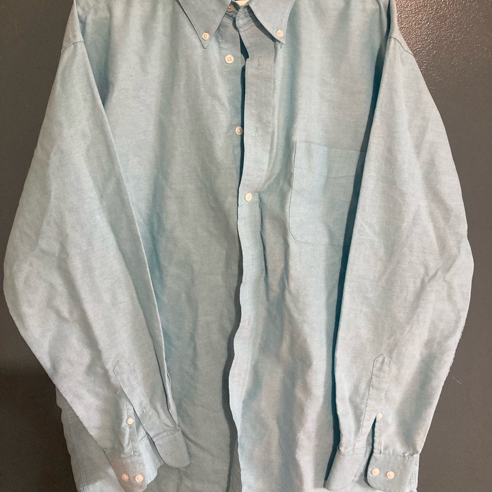 Casual Light Blue Button-Down Oxford Shirt for Men